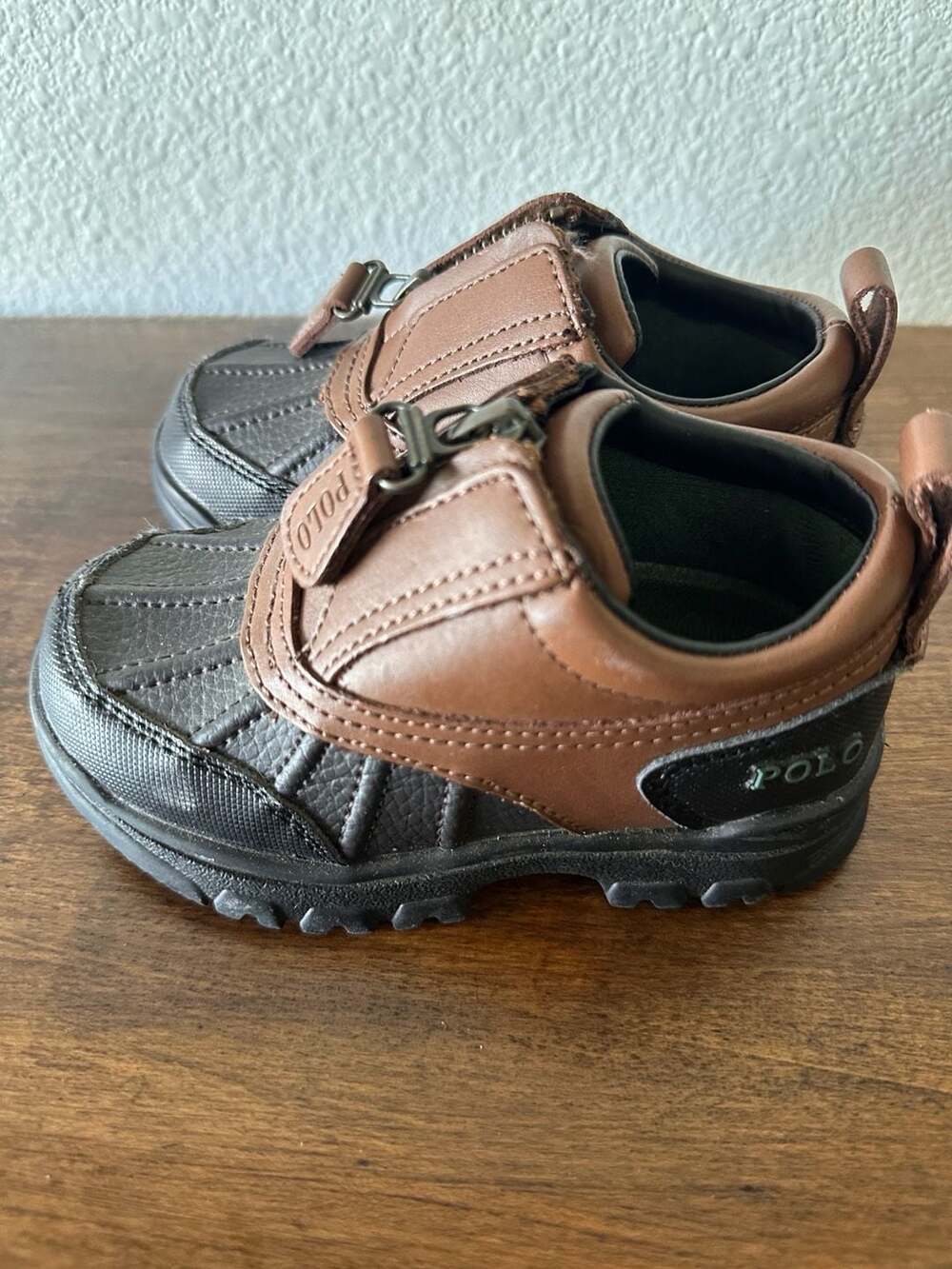 Polo Ralph Lauren Kewzip Toddler Size 7 Brown Black Duck Boots